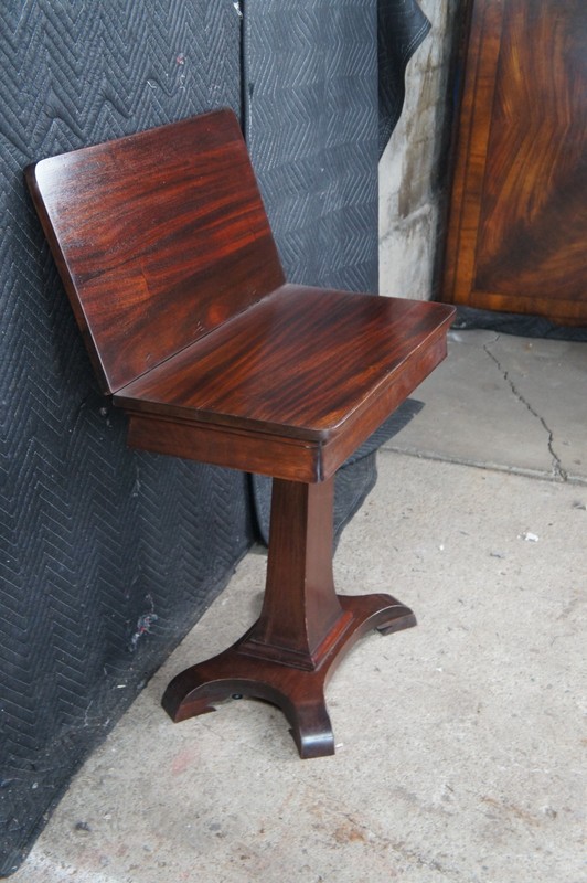 Antique American Empire Mahogany Flip Top Game Card Console Parlor Tea Table gallery