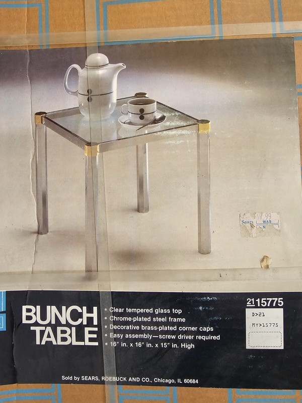 VTG POST MODERN JAMES DAVID CHROME GLASS BRASS END “Bunch” TABLES NOS SCARCE!