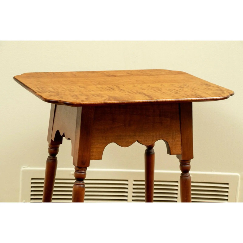 River Bend Ltd's Curly Maple Cookie Side Table With Turned Legs gallery
