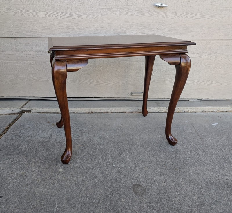 Vintage Cherry Wood Queen Anne Georgian Tea Table with Pull Out Candle Trays A gallery