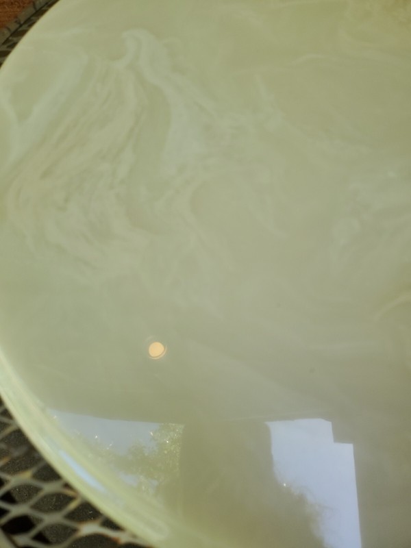 Vintage Nos Epoxy Resin Beveled Edge Table Top Almond Onyx round gallery