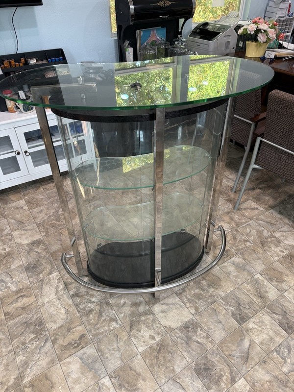 Clear Glass Coffee Bar Metal Frame ANDREW PEARSON DESIGN 856COSMO BAR gallery