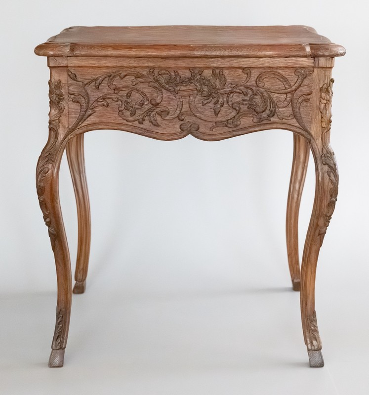 Antique 19th Century French Carved Oak Side End Table With Drawer 20"H gallery