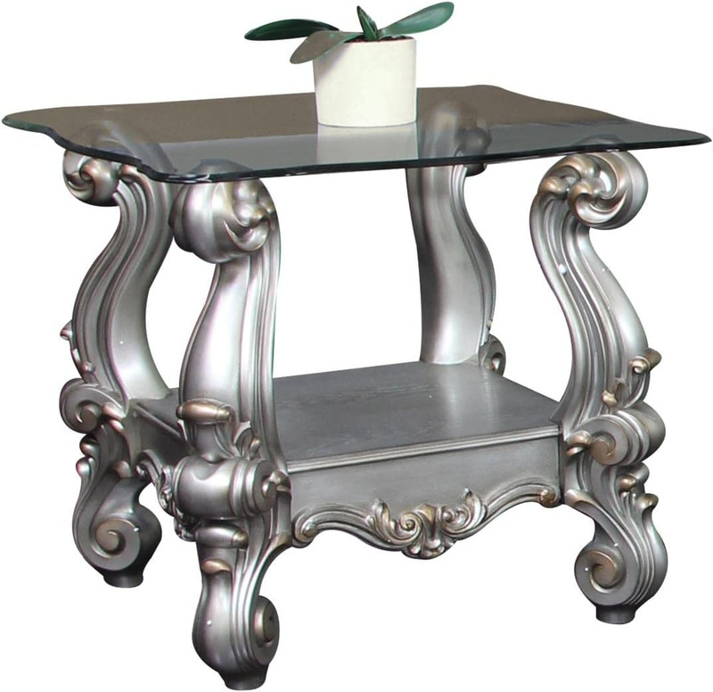 Antique Platinum & Clear Glass Versailles End Table – Vintage Charm