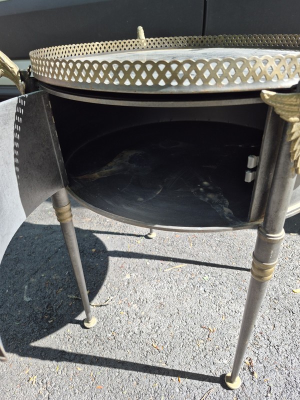 Vintage Trouvailles French Empire Style Metal Drum Table gallery