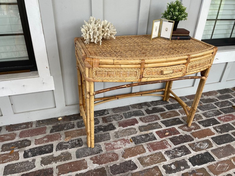 Vintage Wicker Vanity/ Desk Coastal Style gallery