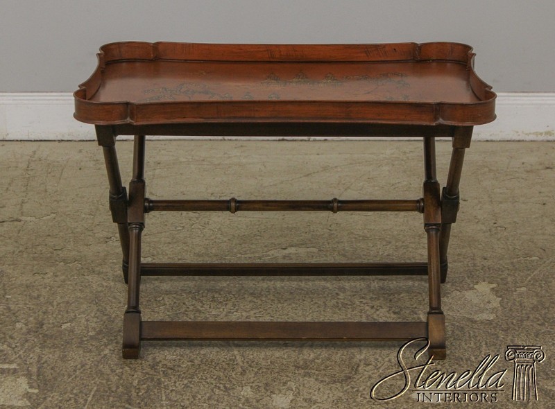 57725: Chinoiserie Toleware Tray Top Folding Coffee Table gallery