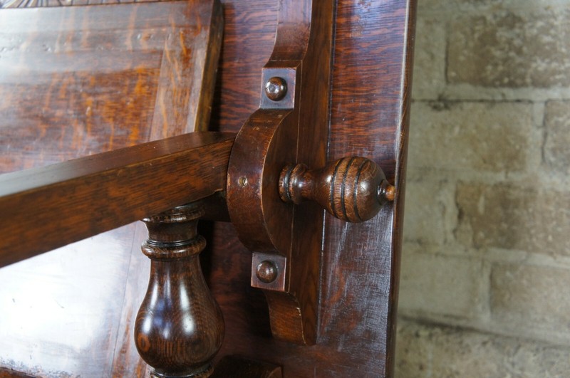 Antique Victorian Oak Library Tavern Monks Bench Tilt Top Hutch Table Settle Pew gallery