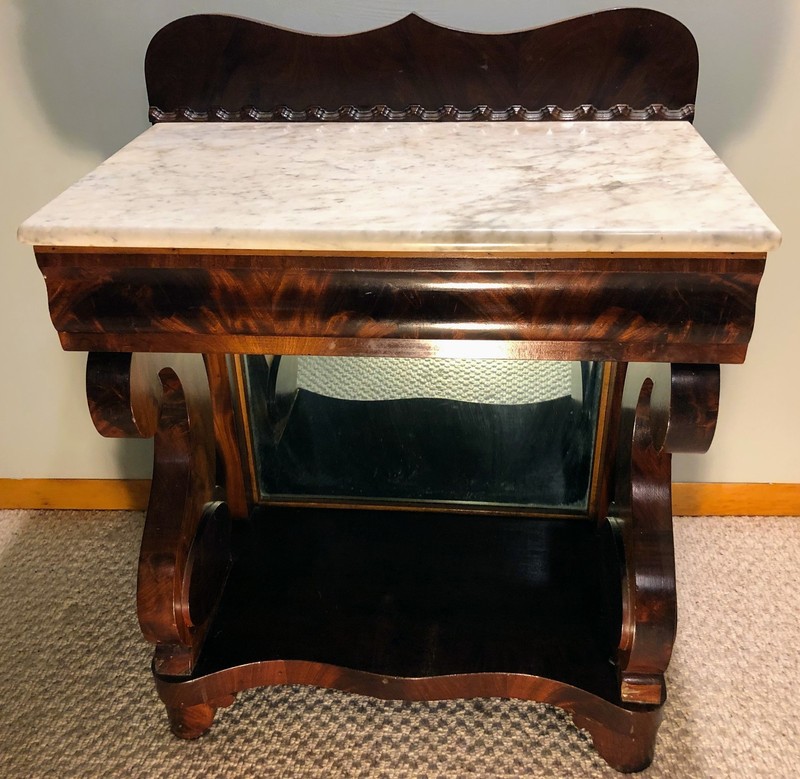 classical antique marble top console table (circa 1830-1850) gallery