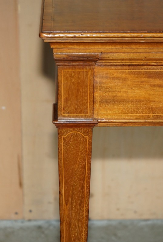 FULLY RESTORED HOWARD & SON'S FLAMED MAHOGANY MARBLE INSET CONSOLE TABLE DESK gallery