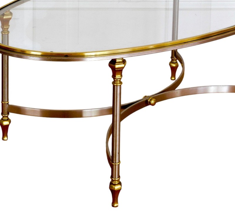 Exquisite Italian Mid Century Modern Round Chrome Brass Glass Top Coffee Table gallery