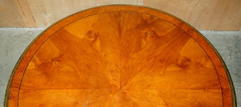 IMPORTANT CONTINENTAL WALNUT AMBOYNA GILTWOOD DINING OR EXTRA LARGE CENTRE TABLE gallery