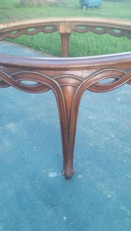 Antique Architectural Carved Wood Table Base Neo Classical W/O Glass gallery