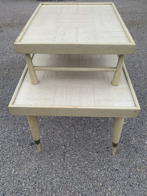 Vintage MCM Blonde Two Tier Side Table gallery
