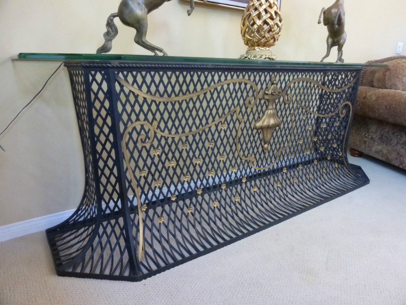 Vintage Designer Custom Hand Made Iron Entry Console Table Spanish Style gallery