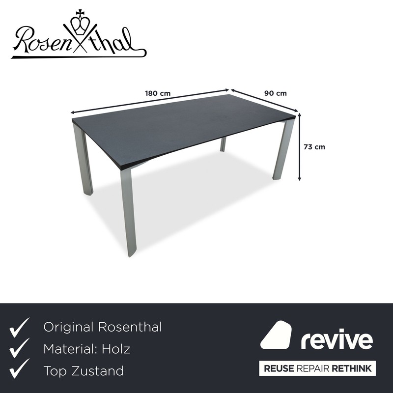 Rosenthal Dining Table Dark Gray Silver Legs 180 X 90 Cm gallery