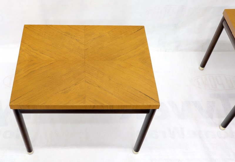 Pair of John Stuart Ebonized Bases Floating Tops End Side Tables gallery