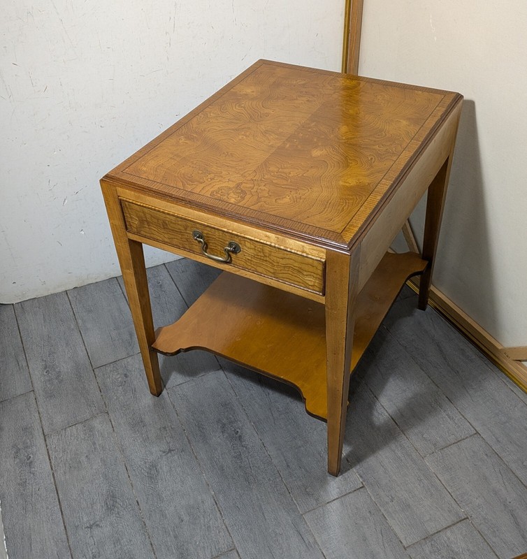 Vintage Southampton Burl Wood 1-Drawer End Table - English Regency Mid Century