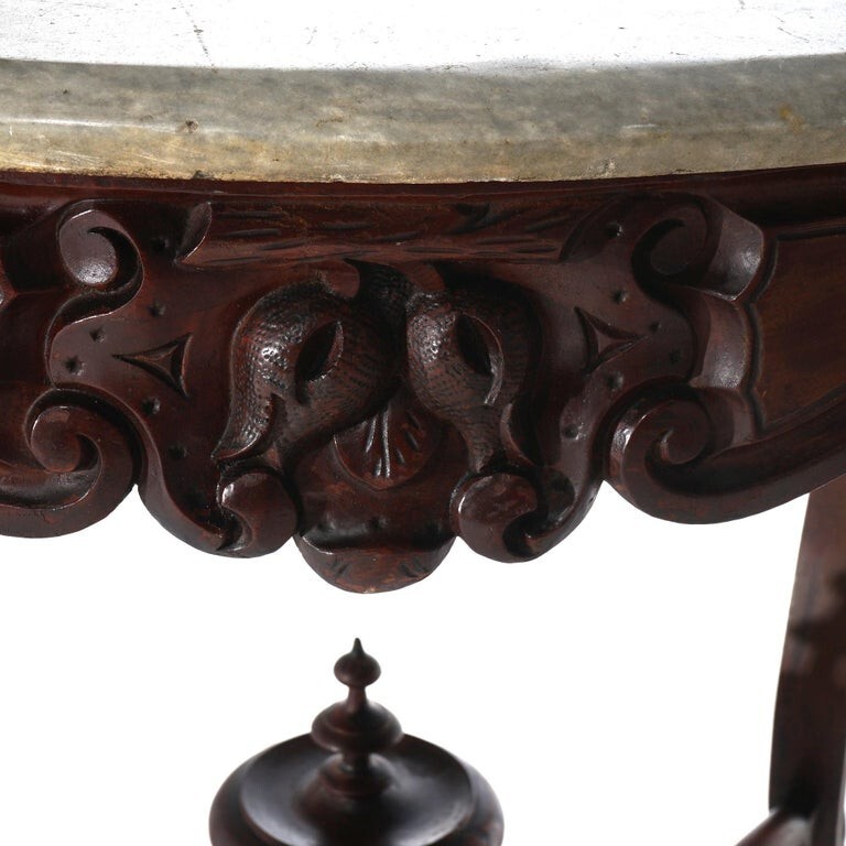 Antique Victorian Walnut & Marble Top Parlor Table C1800 gallery