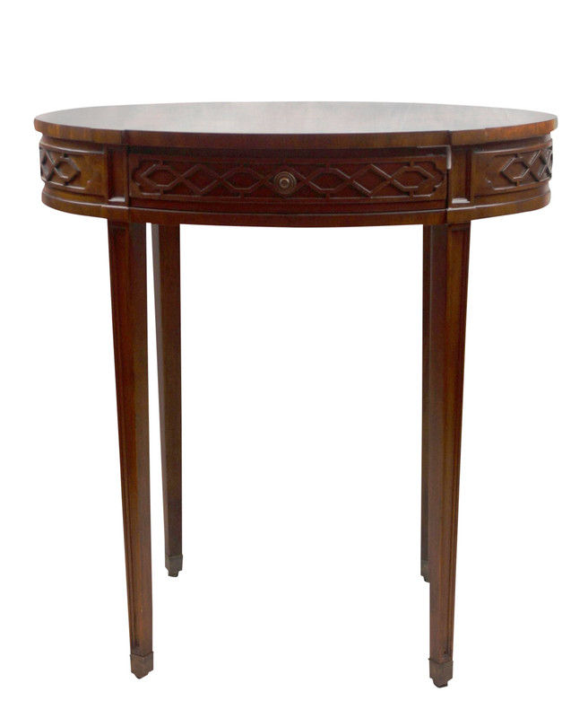 Regency Finished Mahogany and Parquetry Oval Occasional Table gallery