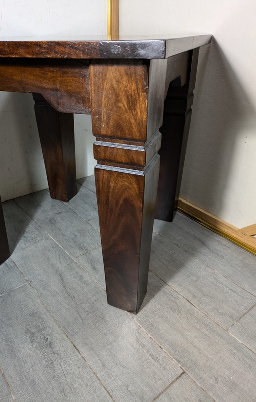Vintage Heavy Rustic Solid Wood Asian Oriental Brutalist Side End Table W72 gallery