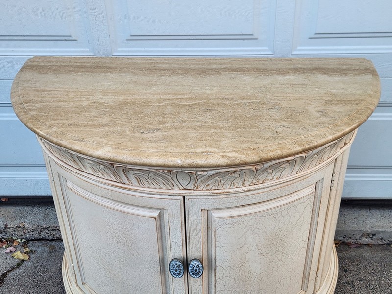 Henredon Oversized Demilune Night Cabinet With Marble Top gallery