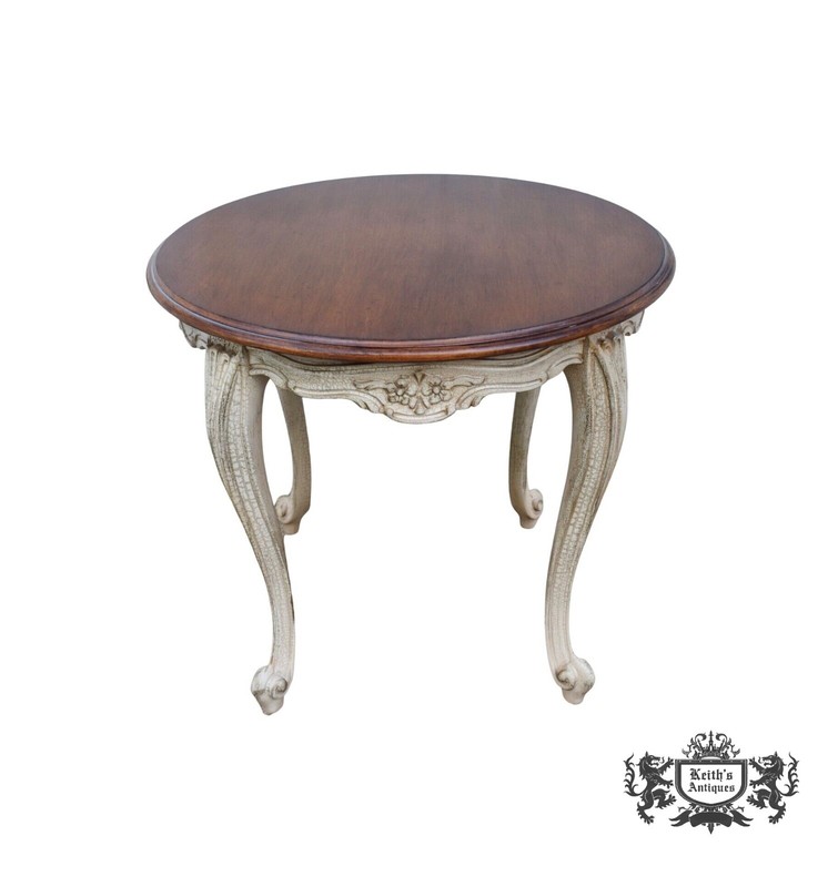 Vintage Pama Venetian Style Round Two Tone Crackle Finish Side Table