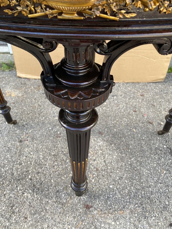 ROSEWOOD INCISED AND BRONZE ORMOLU CARD TABLE, ATTR. HERTER gallery