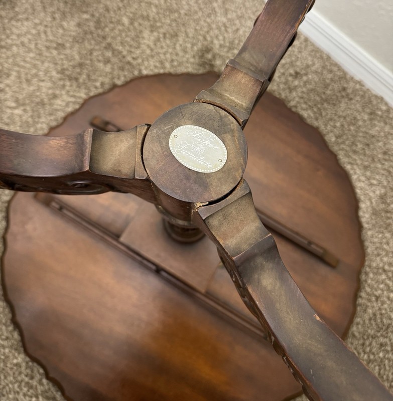 Baker Mahogany Chippendale Style Tilt-Top Table w/ Birdcage and Ball & Claw Feet gallery