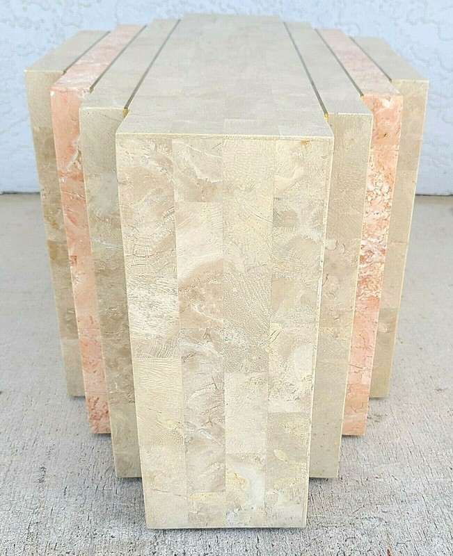 MCM MAITLAND SMITH 2 Tone Tessellated Stone Brass Inlay Coffee Cocktail Table gallery