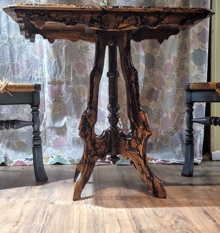Fractal Burned Vintage Table Very Beautiful Addition To Any Home