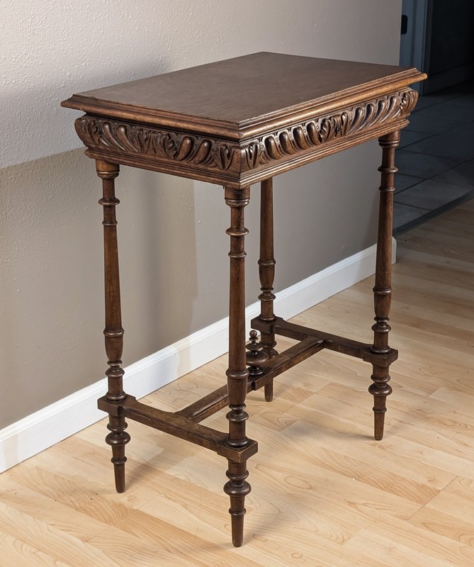 Antique French Oak Wood End/Lamp Table/Nightstand with Lift Top gallery