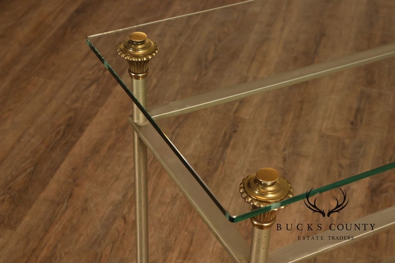 Directoire Style Italian Brass Steel And Glass Two Tier Console Table gallery