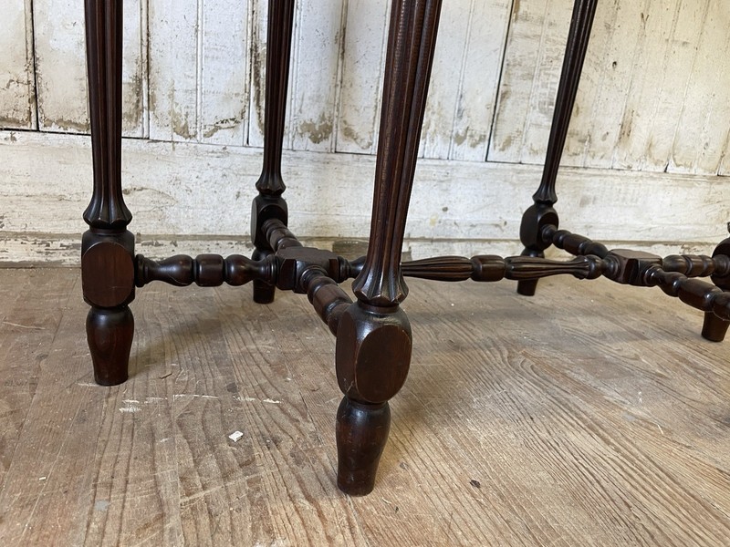 Antique 6 Leg Table with stretcher base 20" x 34" top Walnut Radio table gallery