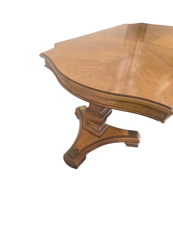 Mid-Century Modern Dining Table with Chevron Veneer Top gallery