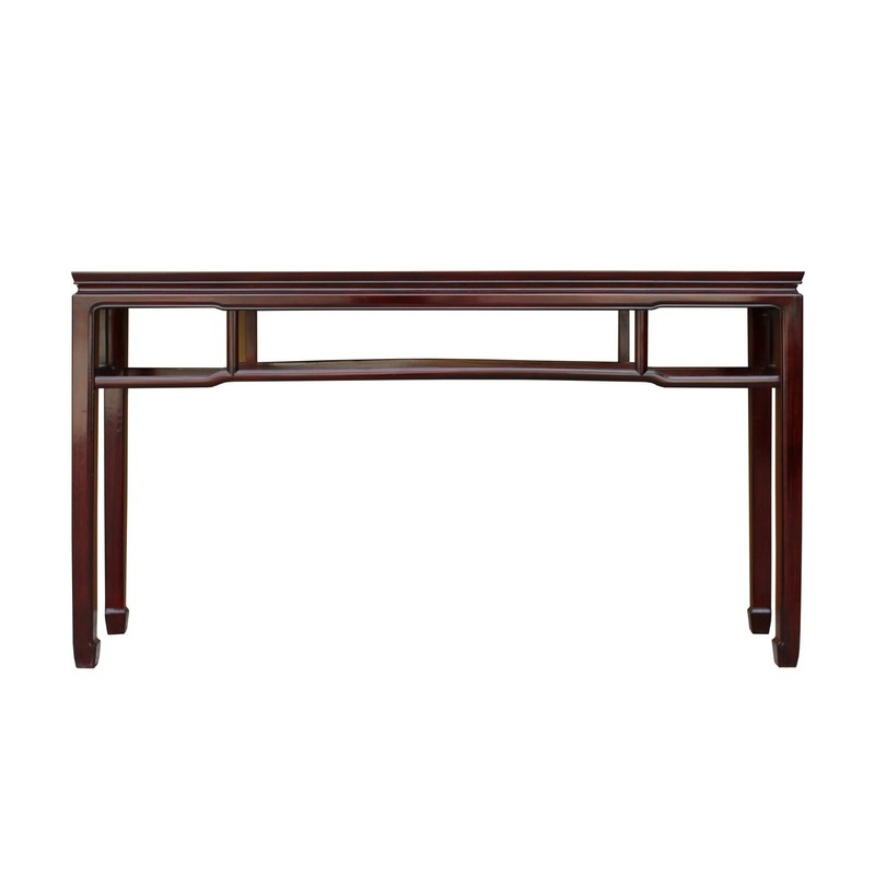 Asian Huali Rosewood Dark Brown Narrow Straight Apron Side Altar Table ws472