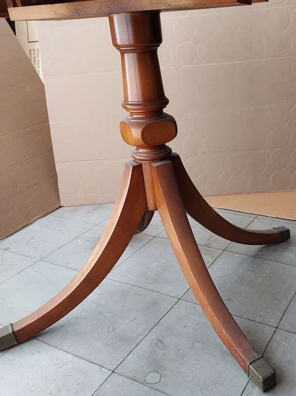 Vintage Wood Leather Top Drum Table, Used, Accent/Side table, One Drawer gallery