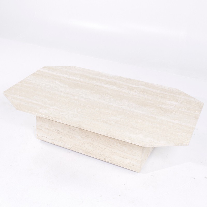 Mid Century Octagonal Travertine Coffee Table gallery