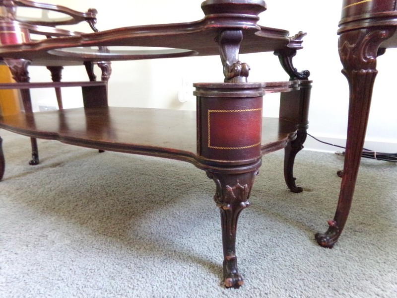 1940'S ANTIQUE COCKTAIL TABLE WITH SIDE TABLES gallery