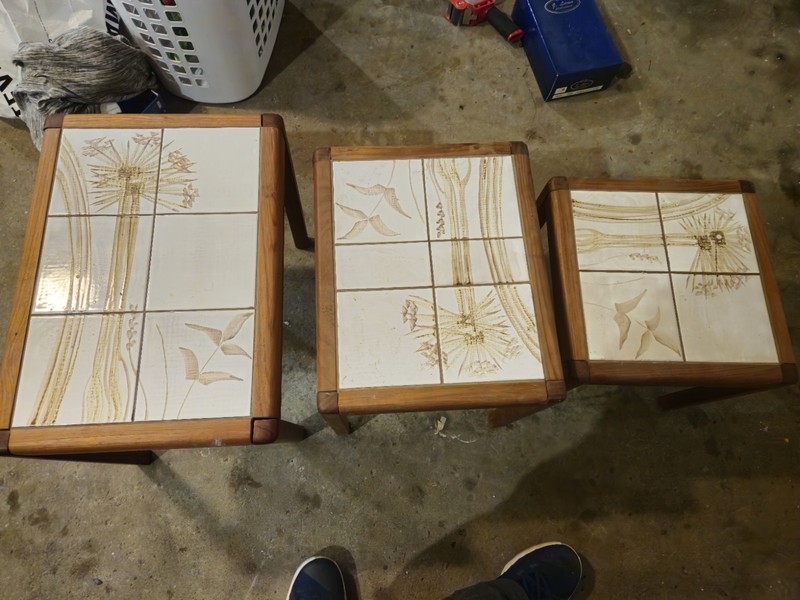 MCM Danish Nesting Tables Mobelfabrikken Toften Teak Tile Top 20"x14" Height 18" gallery