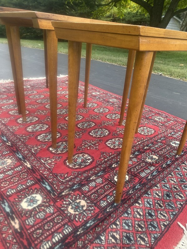 Free Ship/ 1960s Mid Century Modern Conant Ball 3 Nesting Tables by Wright gallery