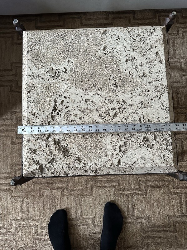 Solid Travertine Coffee Table with Iron Frame – Sculptural Modern Design gallery
