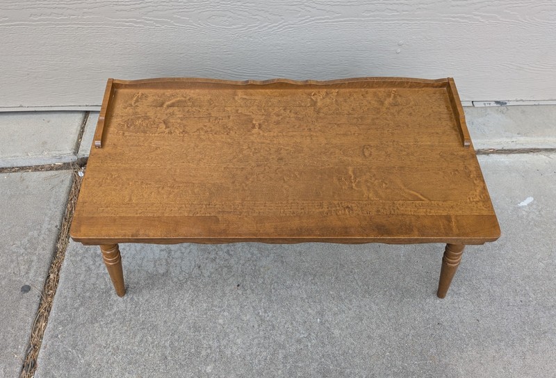 Vintage Rustic Country Colonial Maple Wood Coffee Table Turned Legs Gallery MCM gallery