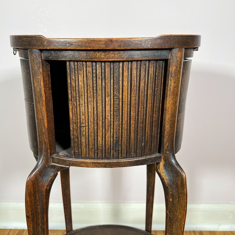 Antique French Side Table With Tambour Door gallery