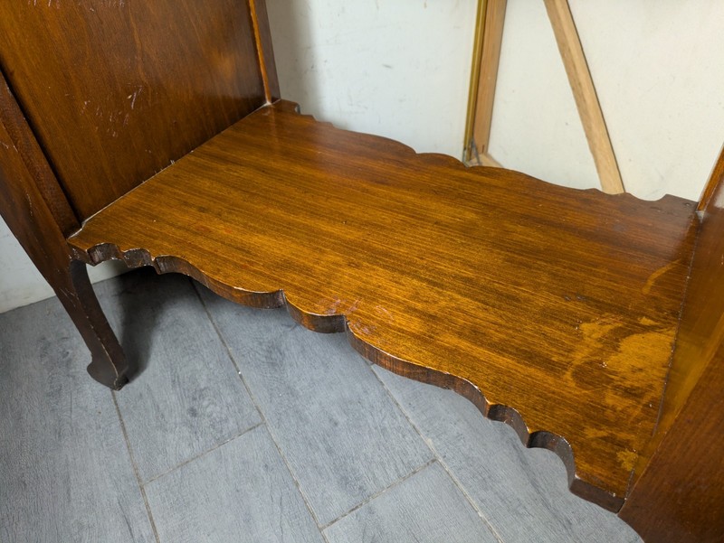 Vintage Rustic Colonial Country Scalloped Wood Telephone Table Magazine Racks F3 gallery