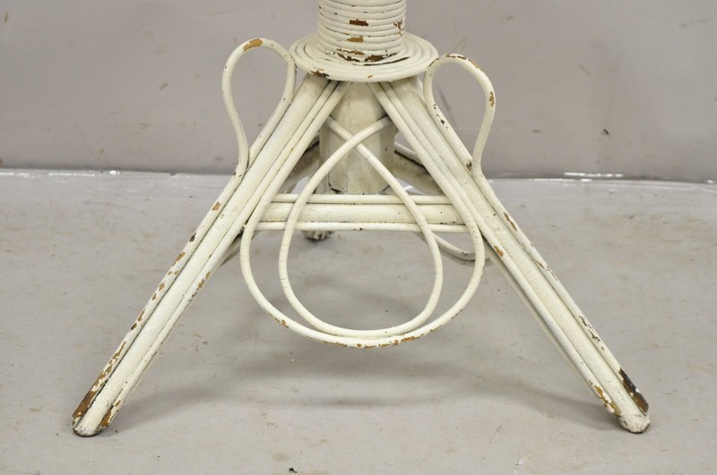 Antique Victorian Bentwood Wicker Rattan White Painted Accent Side Table gallery