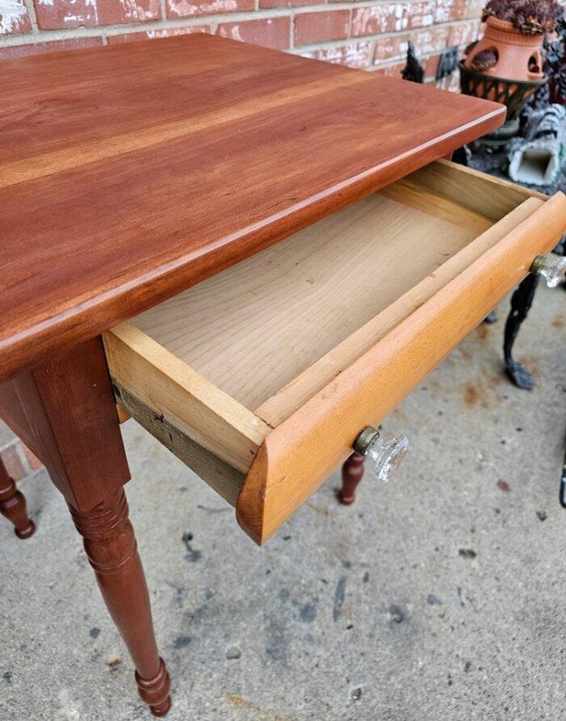 Antique Cherry End Table Plant Fern Stand Night Stand 1 Curved Drawer Glass Knob gallery