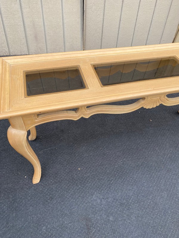 64557 Romantic Shabby Modern Console Hall Table Stand Glass Inserts gallery