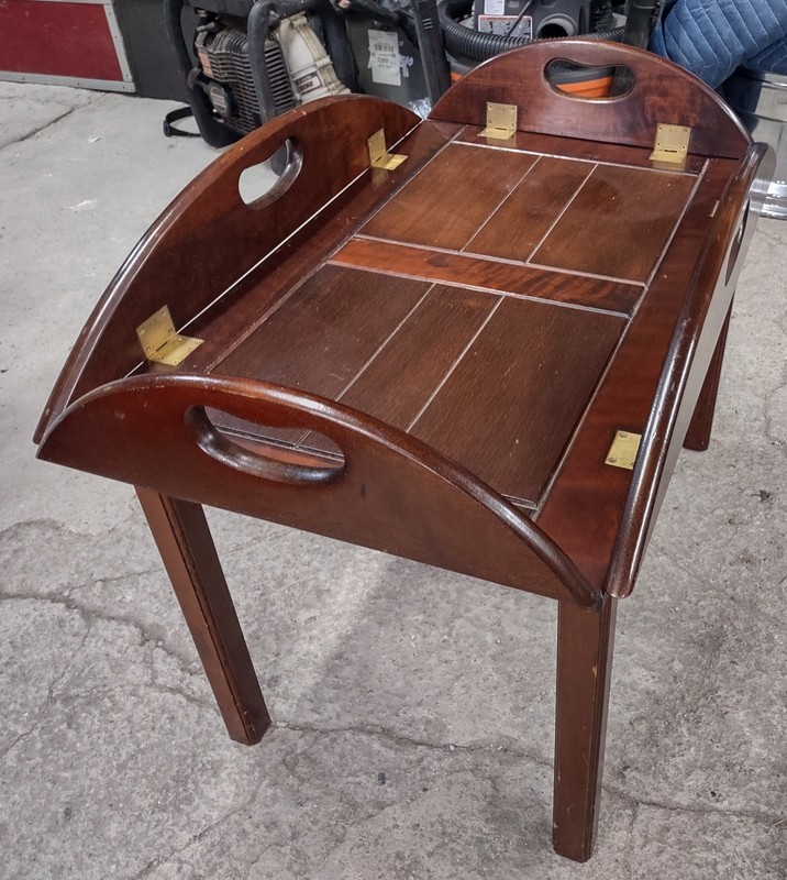 Vintage Bombay Company Butler Tray Tea Table w Fold Up Side Handles