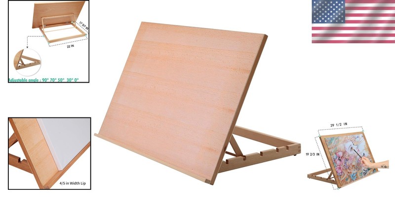 Adjustable Wood Drafting Table Easel, Large 5-Position Beechwood Art Board gallery